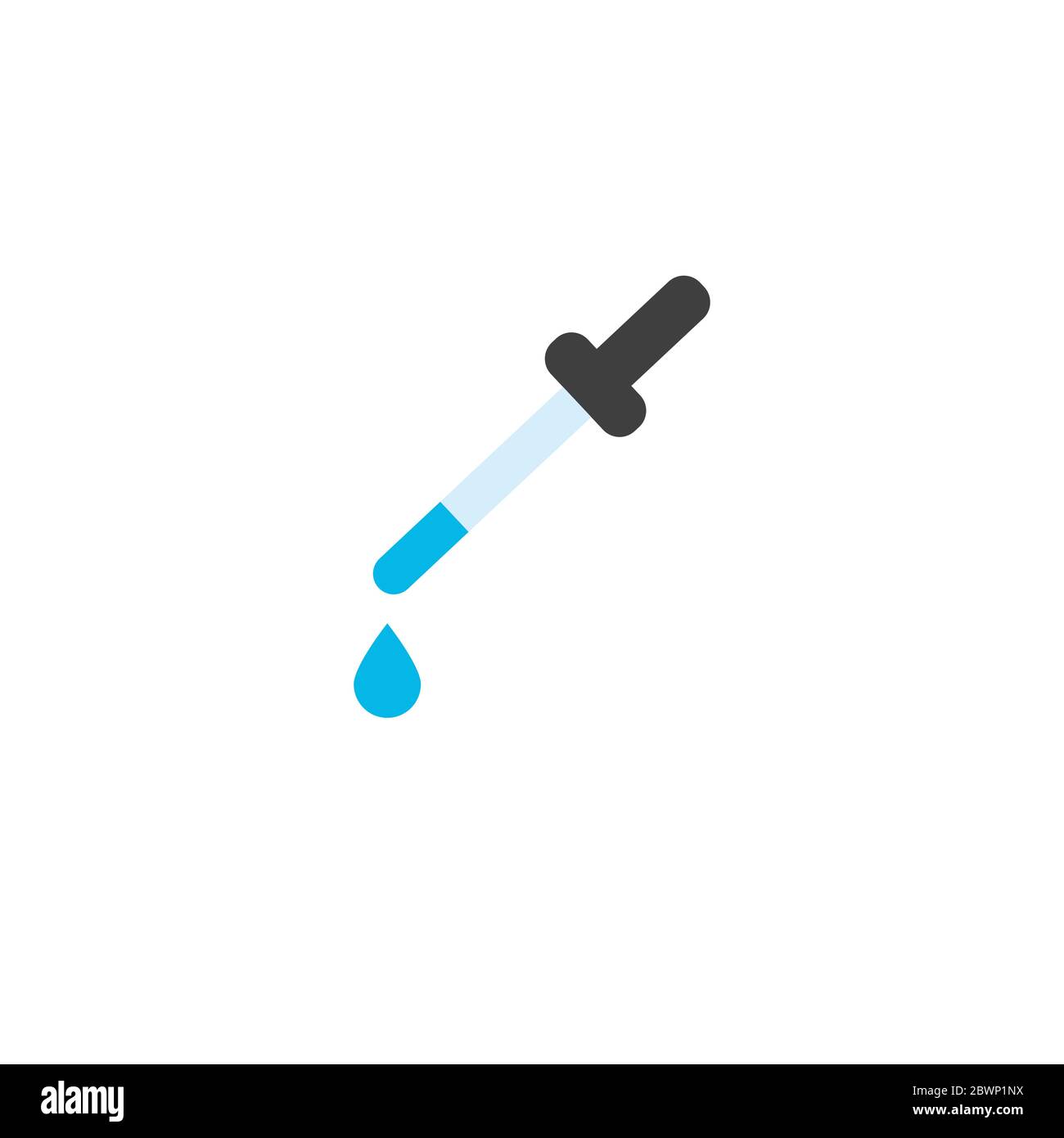 Pipette icon. Element of medical, chemistry lab equipment set. Black eyedropper icon isolated white background. Pipette with drop. Medicine. Vector Stock Vector