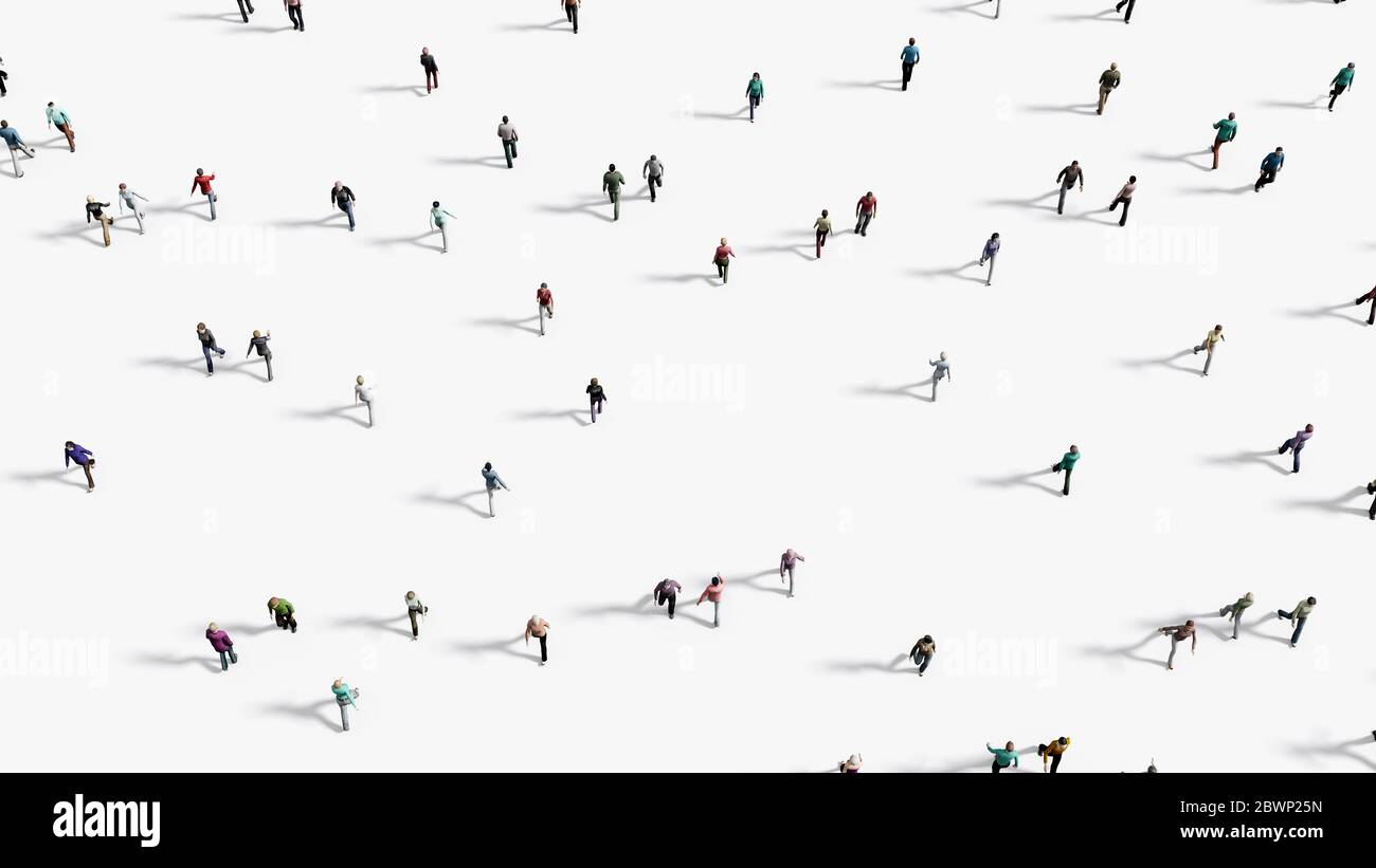People walking against white background top view Stock Photo
