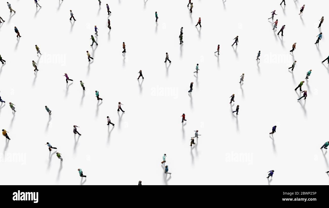 People walking against white background top view Stock Photo