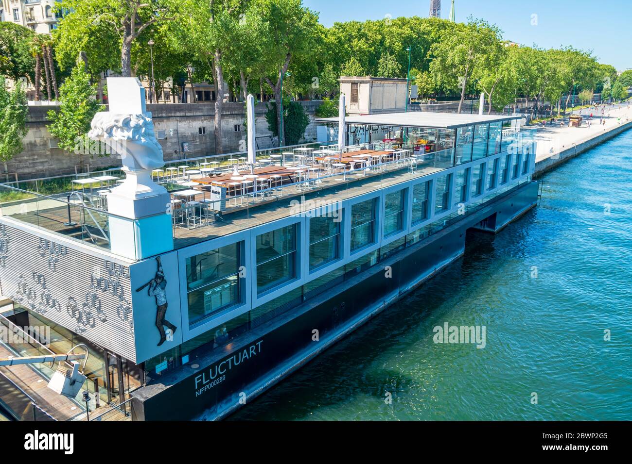 Empty cafe in Paris the day before reopening after Coronavirus Lockdown. Stock Photo