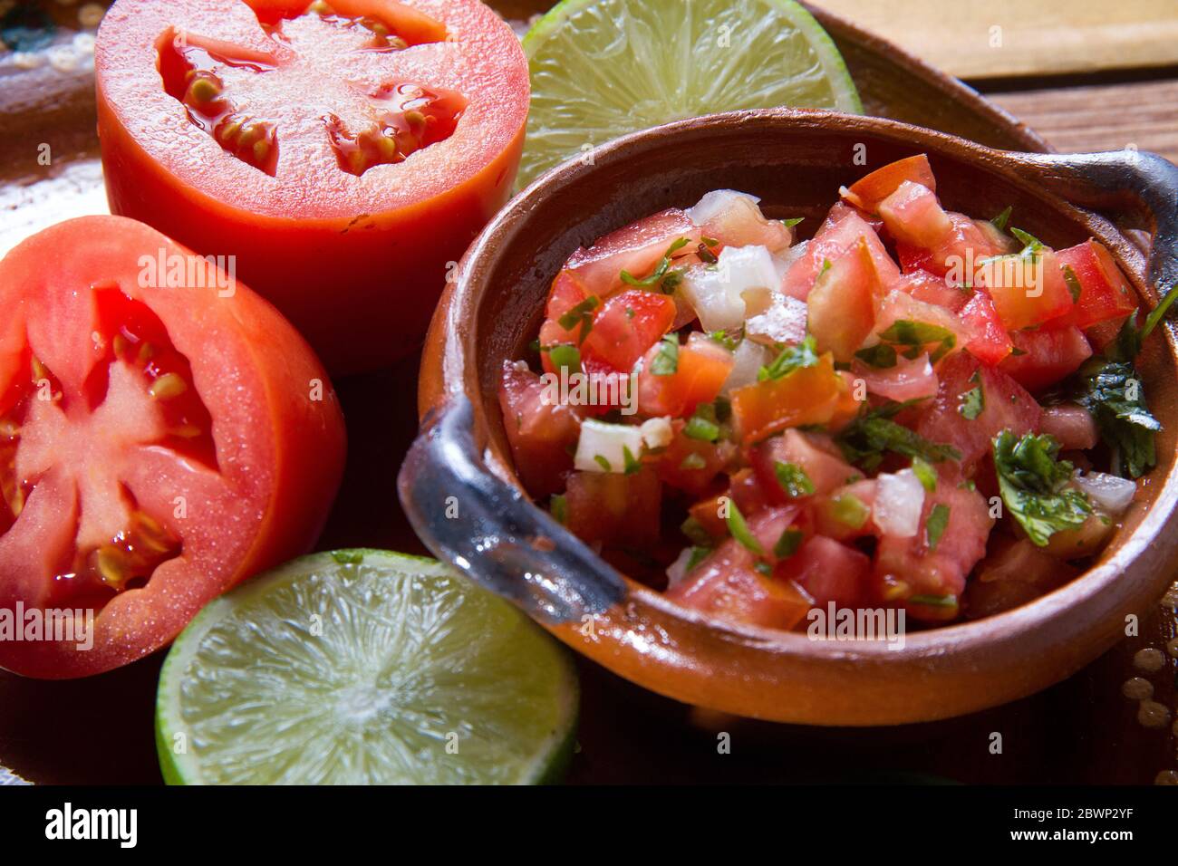 Mexican "pico de gallo" sauce and ingredients Stock Photo Alamy