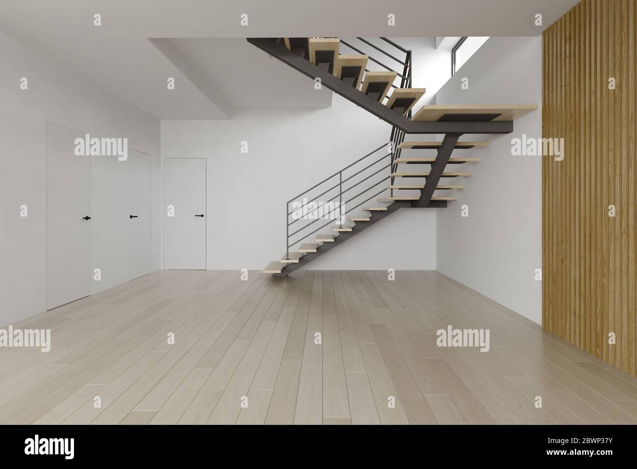 Interior empty room with stair 3D rendering Stock Photo - Alamy