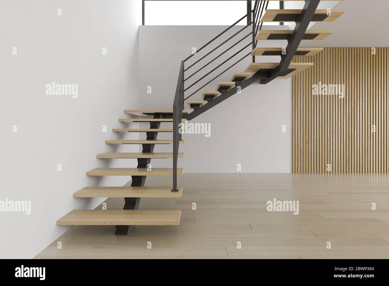 Interior empty room with stair 3D rendering Stock Photo - Alamy