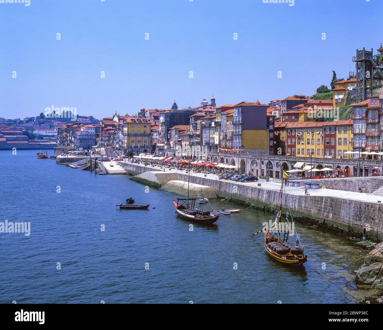 Ribeira District across Douro River, Porto (Oporto), Norte Region, Portugal Stock Photo