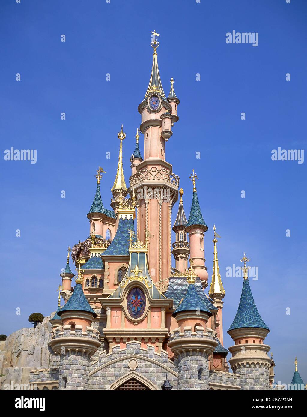 Sleeping Beauty Castle, Disneyland Park, Disneyland Paris, Marne-la-Vallée, Île-de-France, France Stock Photo