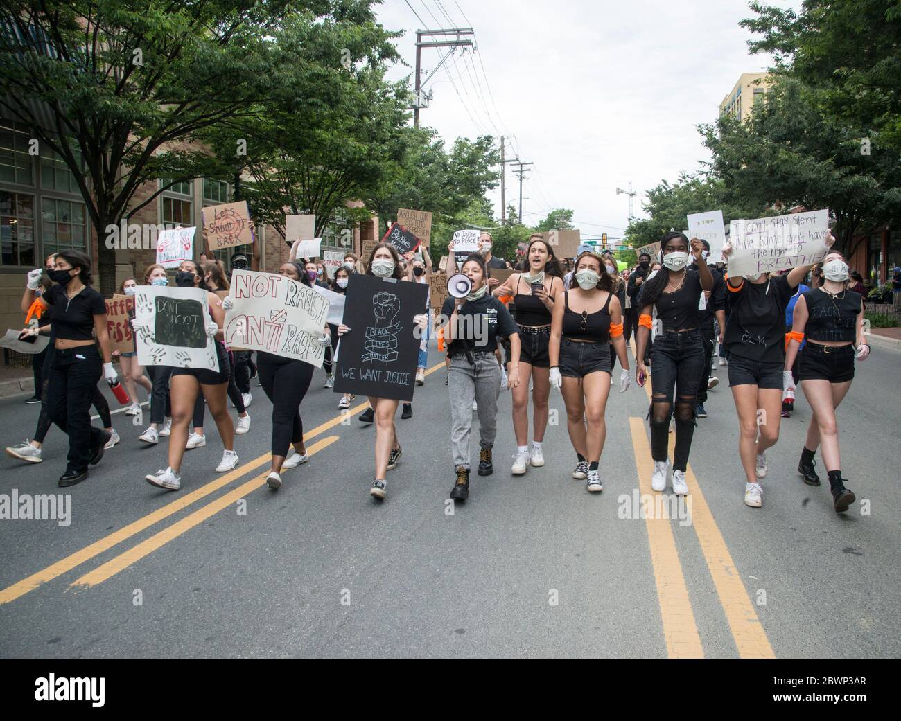 Bethesda, MD, June 2: A rally organized by high school students brought thousands of protestors gather in Bethesda, Maryland, a suburb near Washington DC to voice their concerns about police brutality and systemic racism after the death of George Floyd in Minnesota by a Minneapolis police officer. June 2, 2020. Credit: Patsy Lynch/MediaPunch Stock Photo