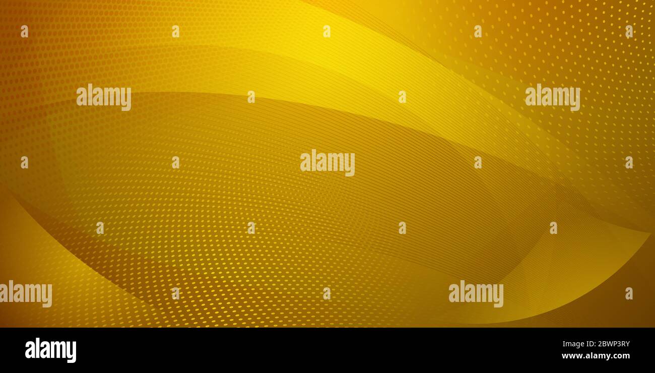Abstract background made of halftone dots and curved lines in yellow ...