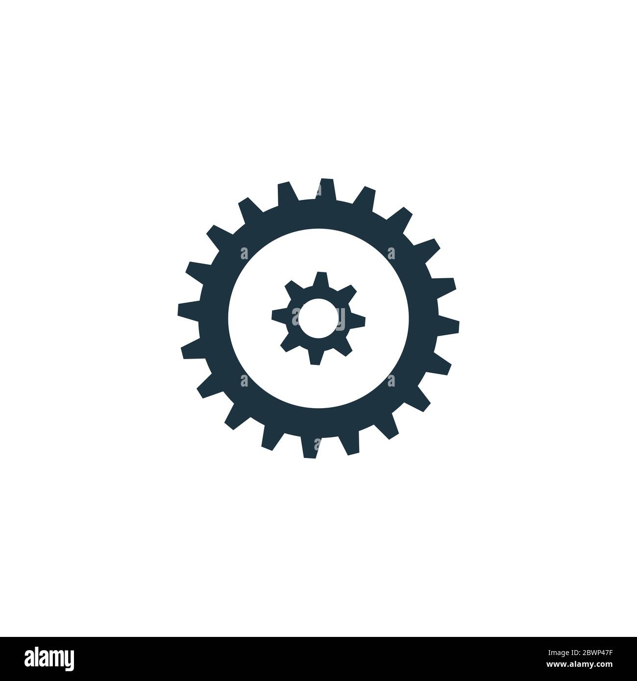 Double cog gear, mechanism element. Stock vector illustration isolated on white background. Stock Vector
