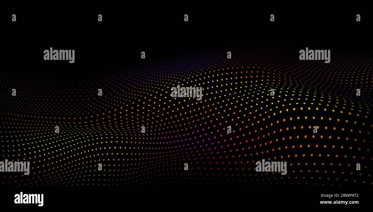Abstract halftone background with wavy surface made of colored dots on ...