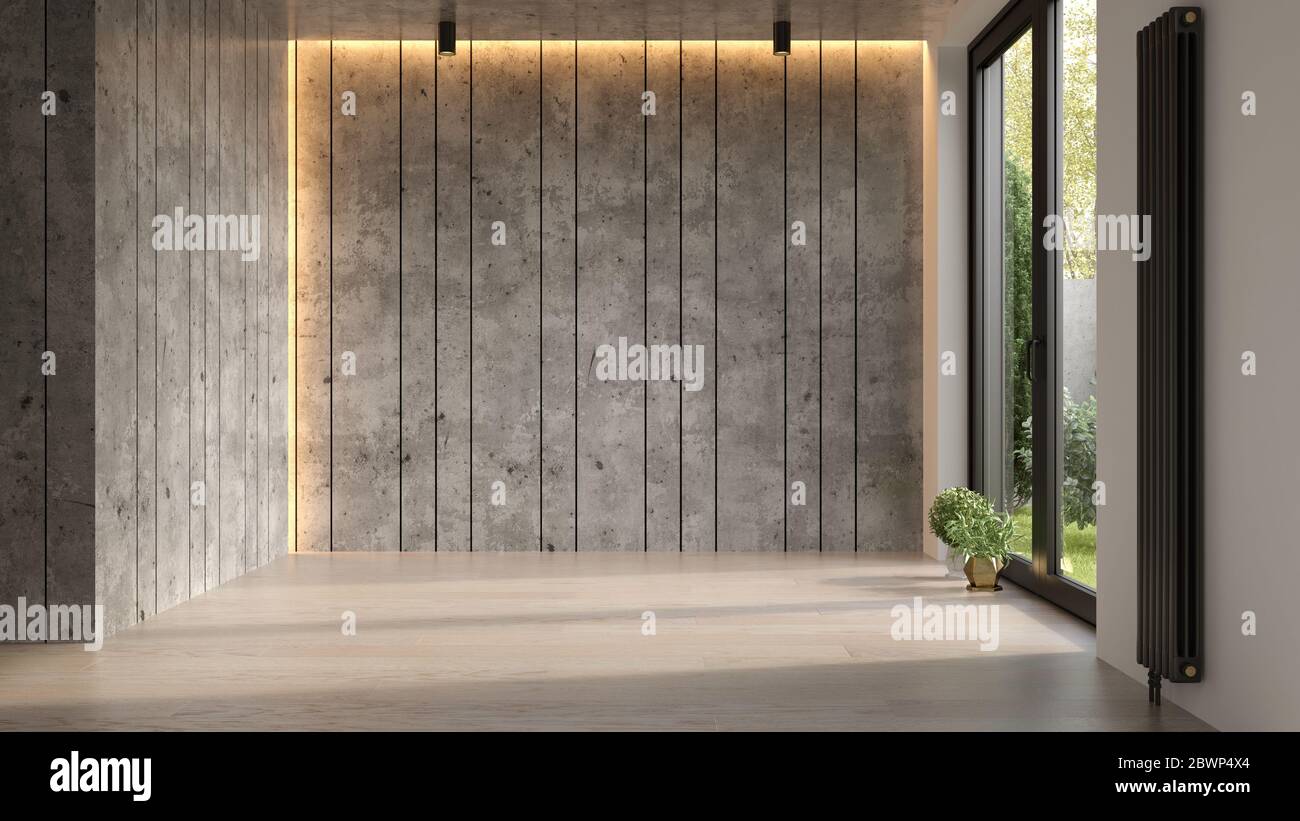Interior of modern living room with sofa 3D rendering Stock Photo - Alamy