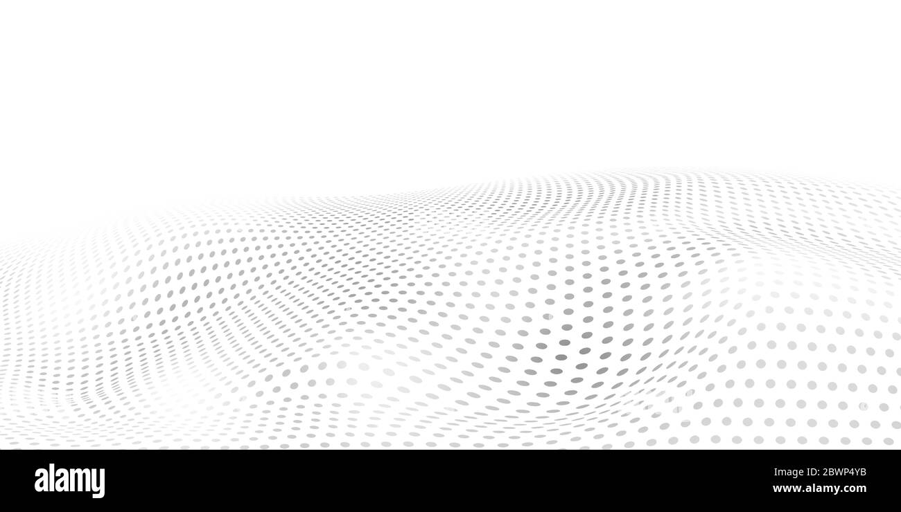 Abstract halftone background with wavy surface made of gray dots on ...