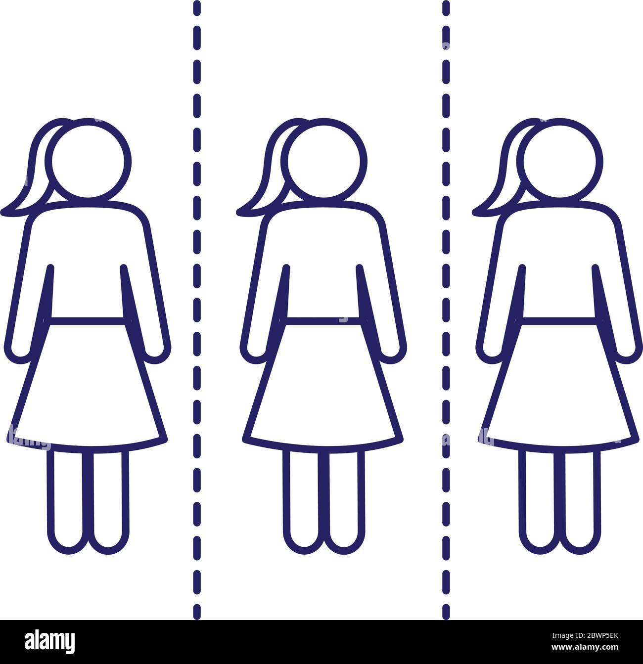 Social distancing between women line style icon vector design Stock ...