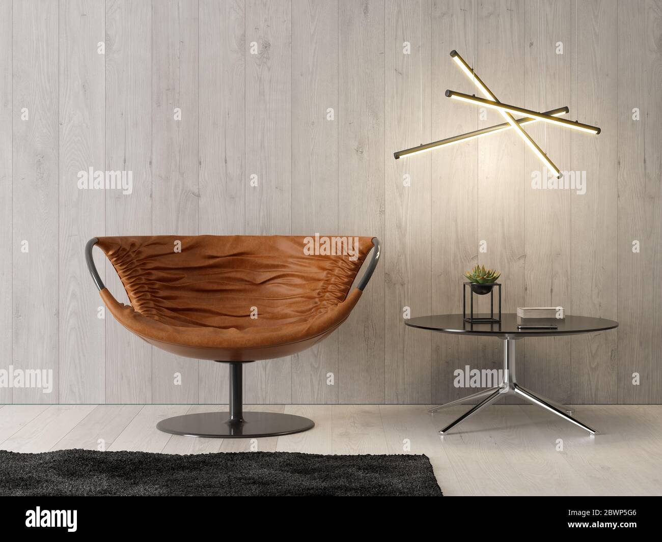 Interior of modern living room with sofa 3D rendering Stock Photo - Alamy