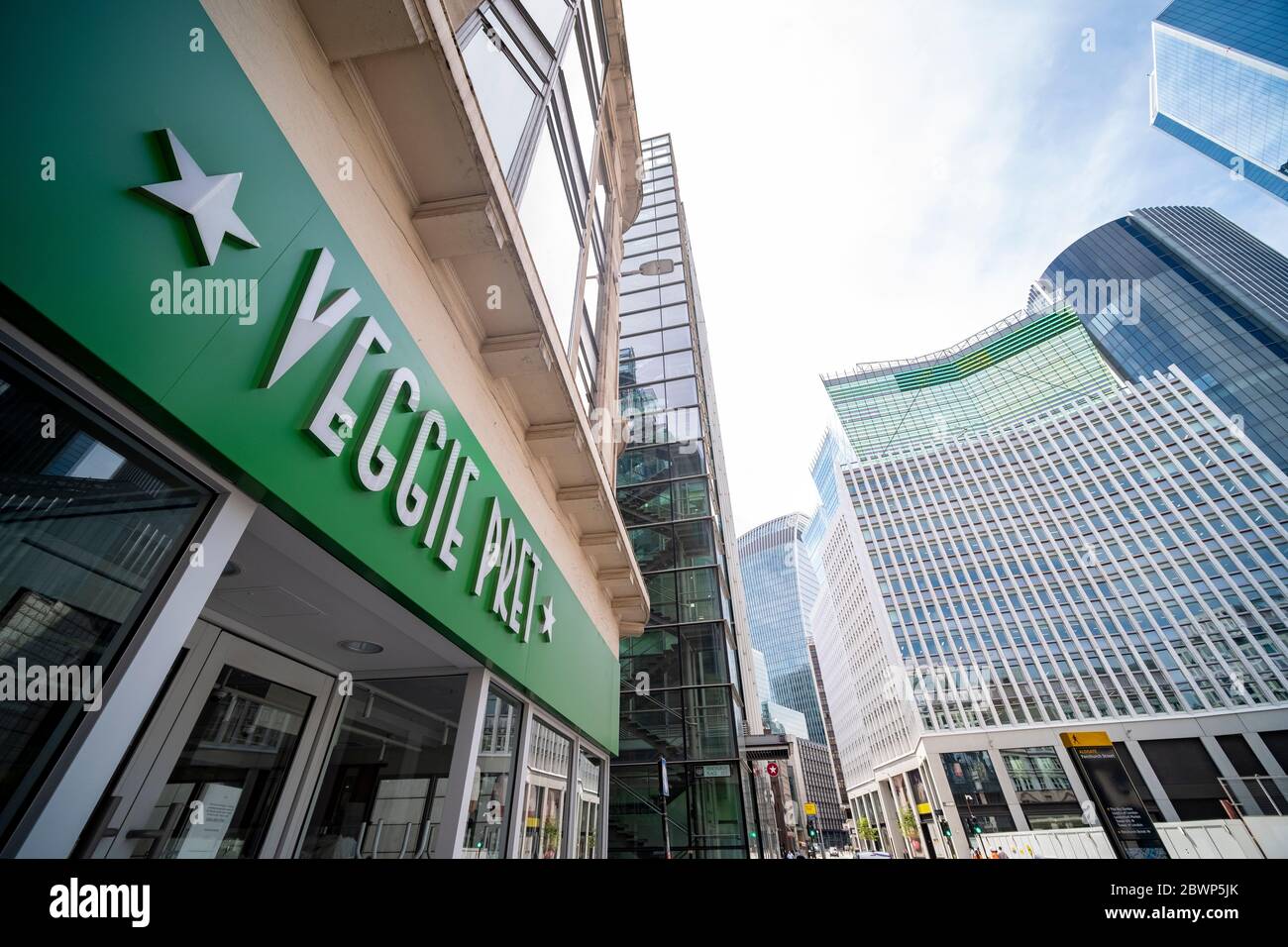 LONDON- JUNE, 2020: Veggie Pret store in the City of London Stock Photo