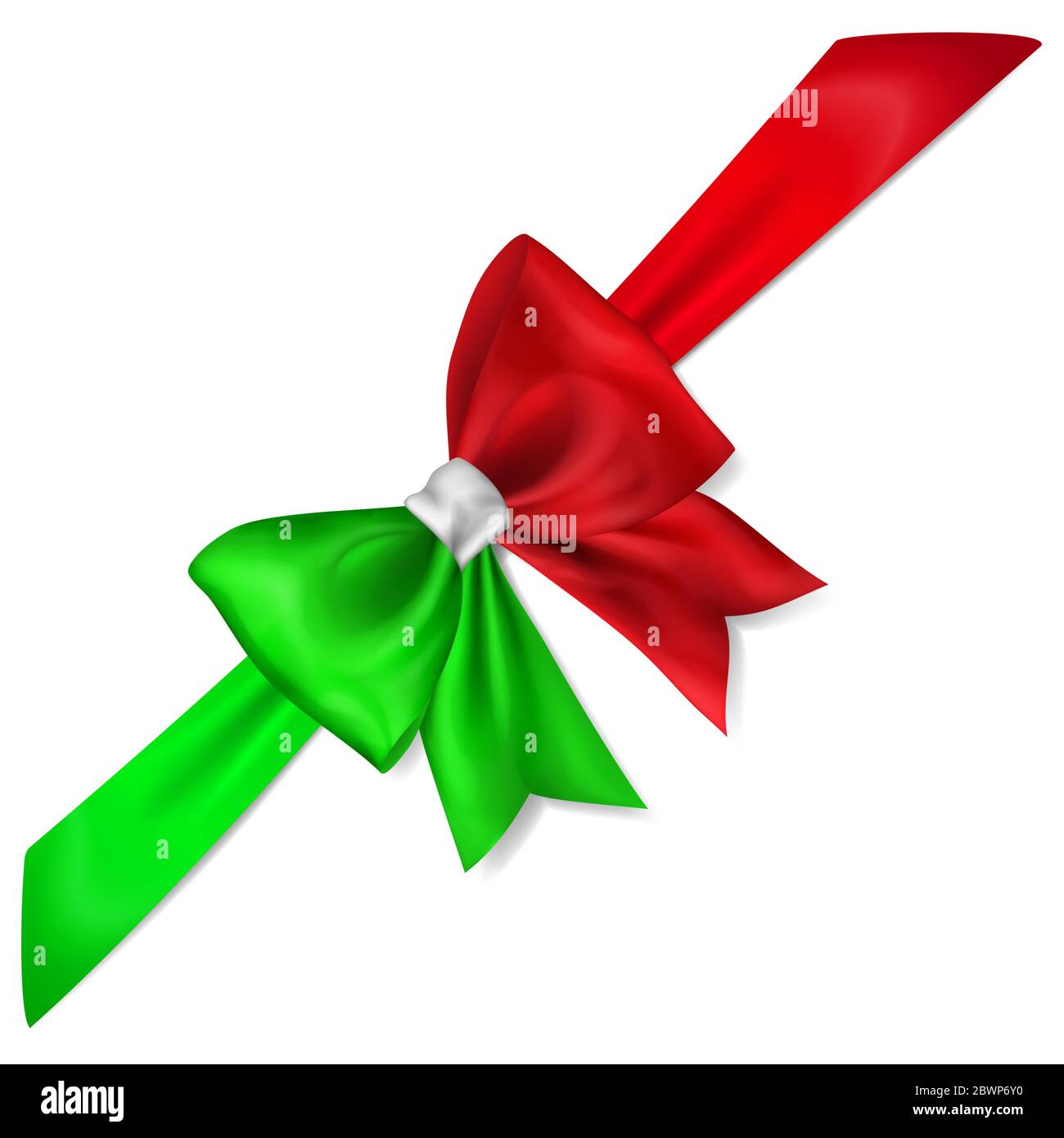 Big Green And Red Bows For Gift Wrapping Isolated On White