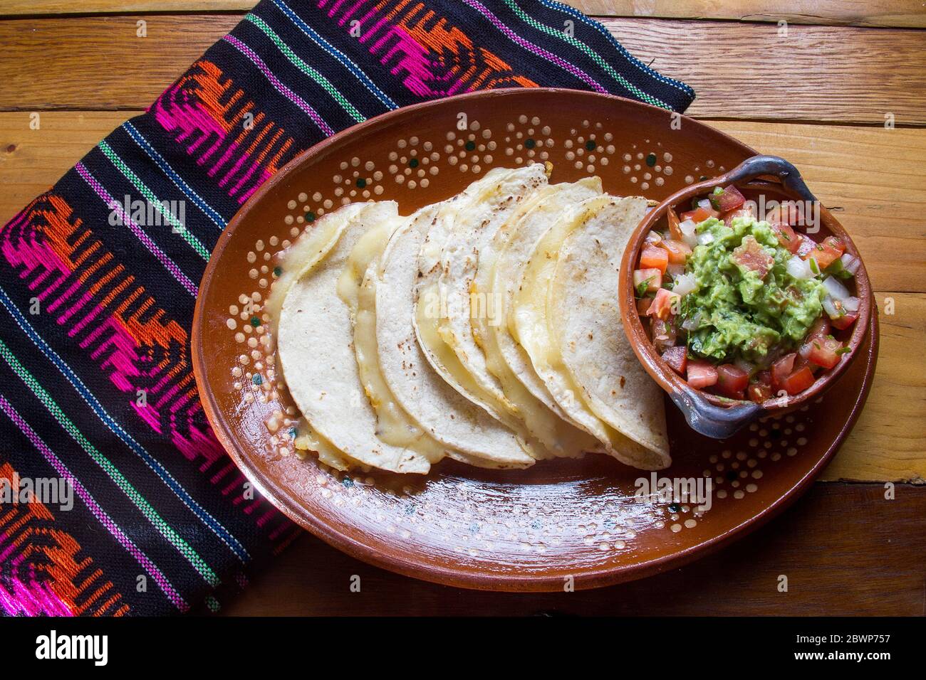 Authentic mexican food quesadillas and guacamole salsa Stock Photo Alamy