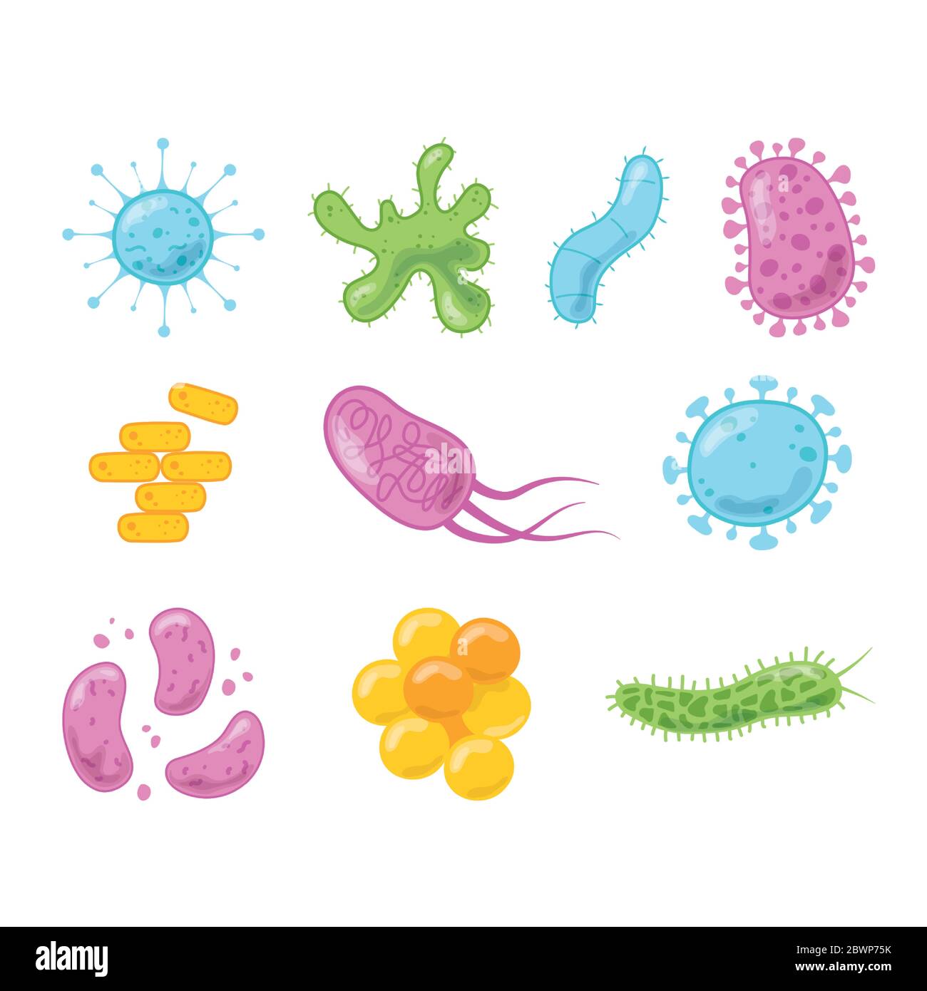 bacteria and virus cells molecule science disease set vector ...