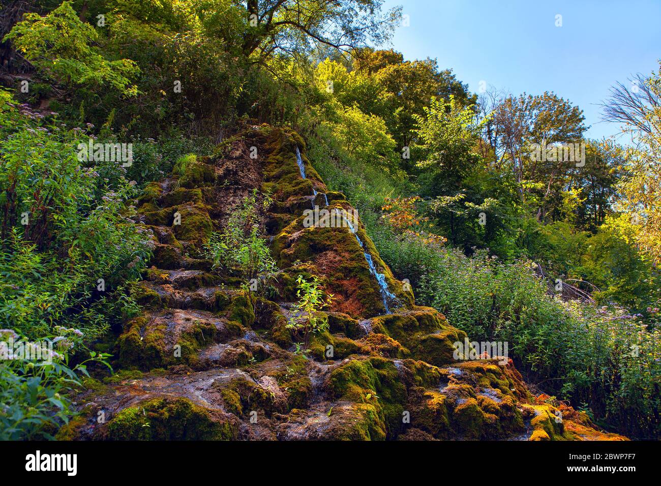 natural cascade with mountain spring Stock Photo Alamy
