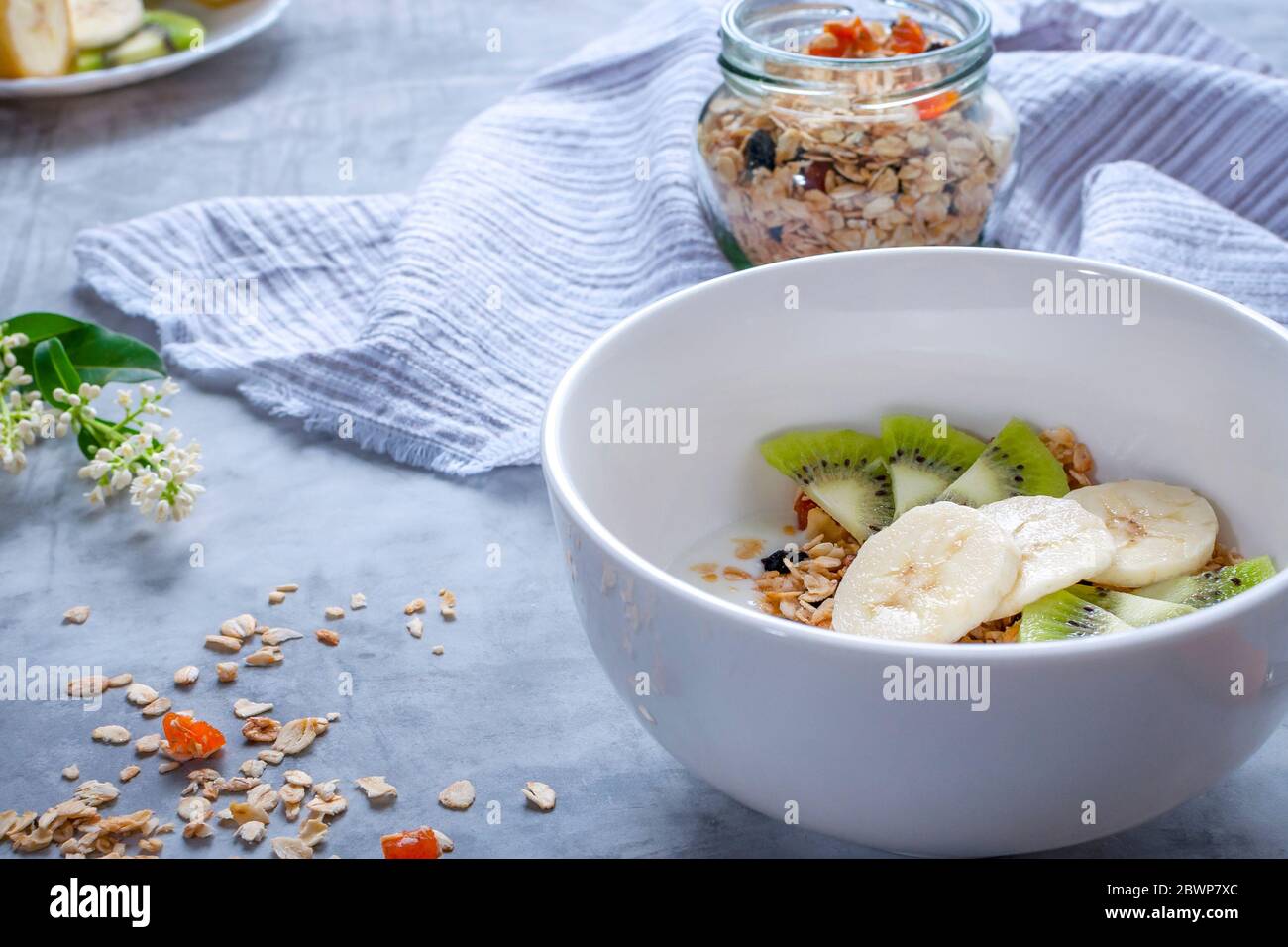 Homemade granola with raisins, dried apricots and nuts. Granola with raisins, dried apricots