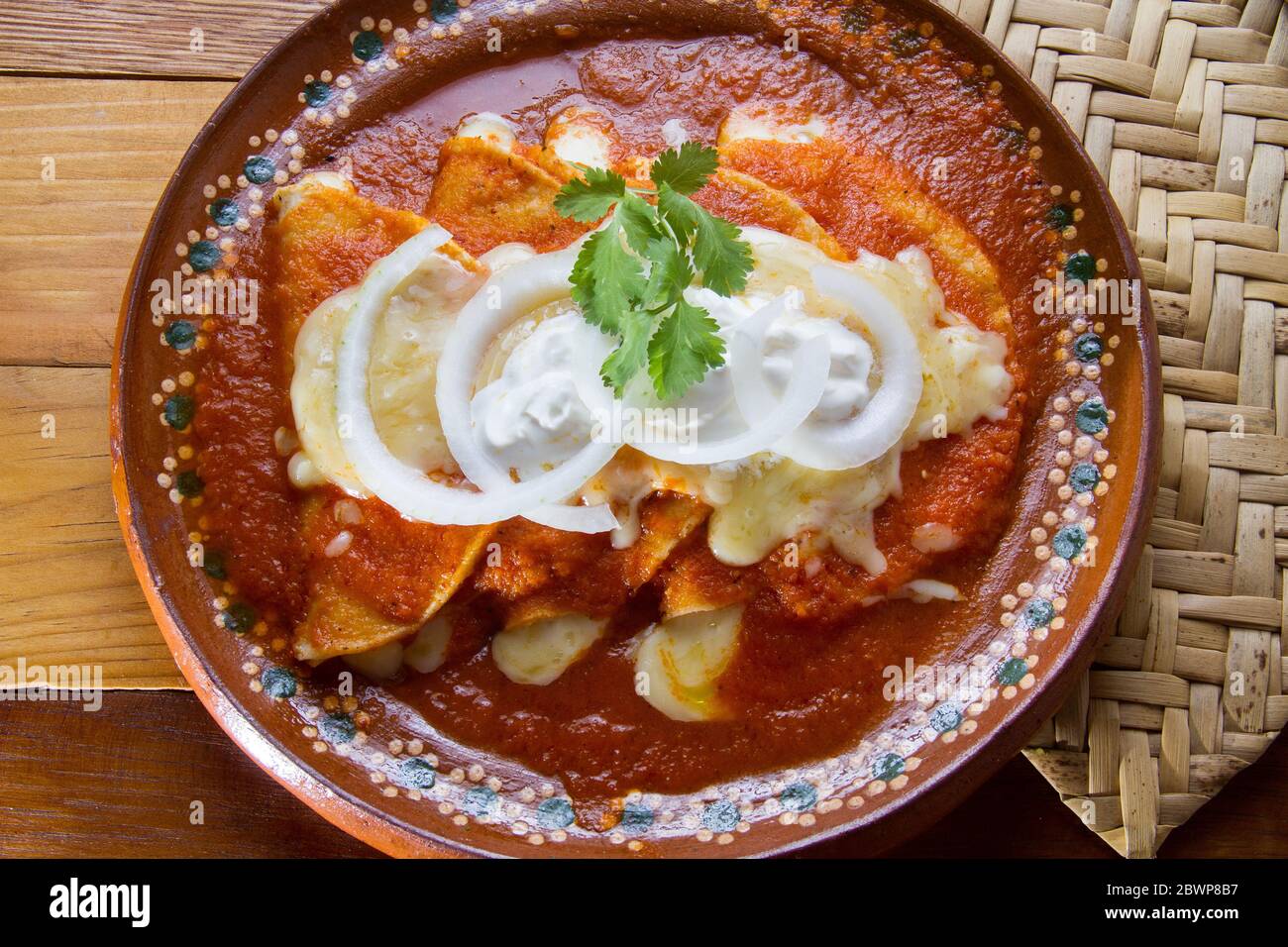 Authentic mexican red enchiladas Stock Photo
