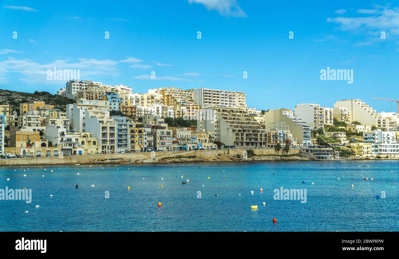 Malta, Xemxija Panoramic view of Xemxija, a popular residential area