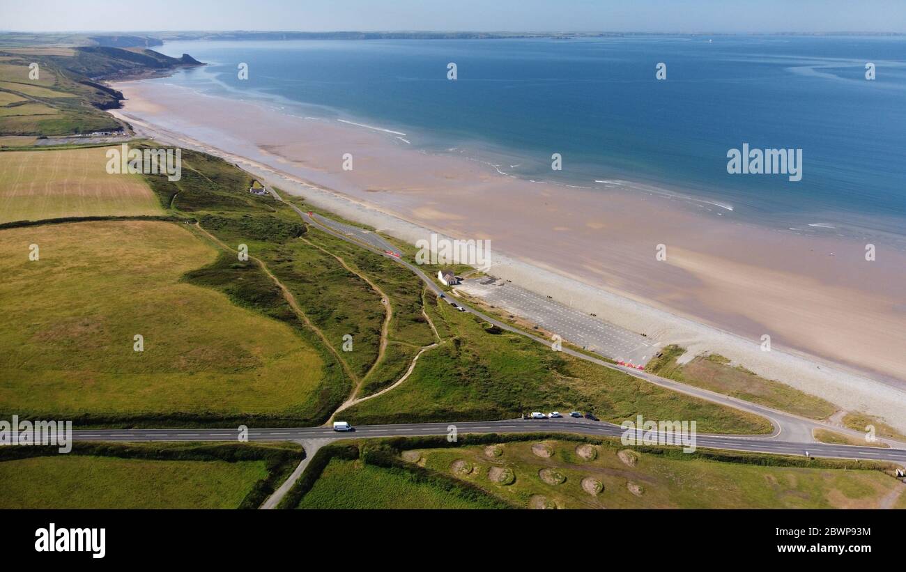 Aerial view of Newgale beach, Pembrokeshire Wales UK Stock Photo - Alamy