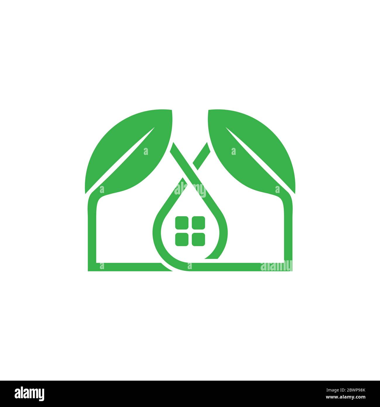simple linked leaf home shape logo vector Stock Vector