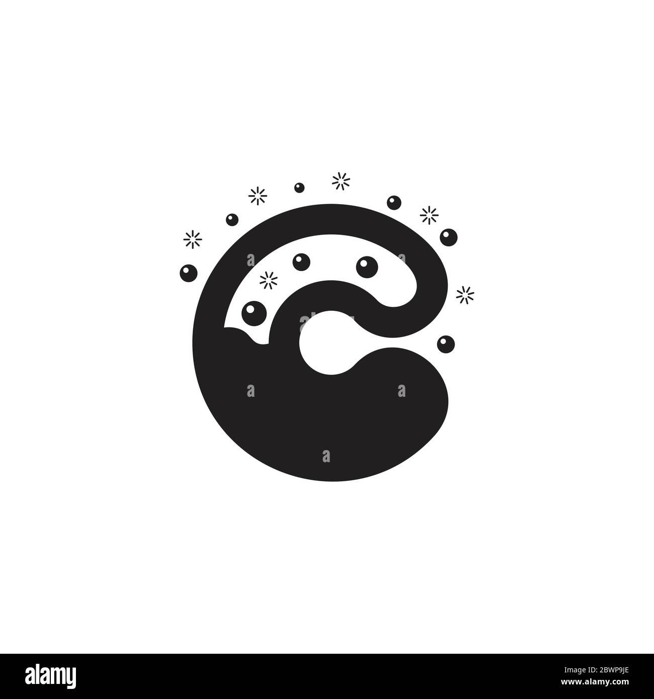 letter c dots bubbles shapes design symbol logo vector Stock Vector