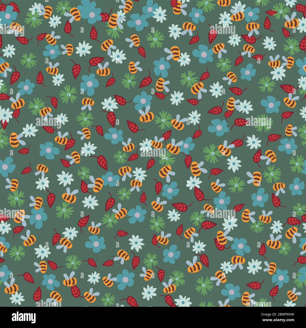 flowers and bees seamless vector pattern Stock Vector Image & Art - Alamy