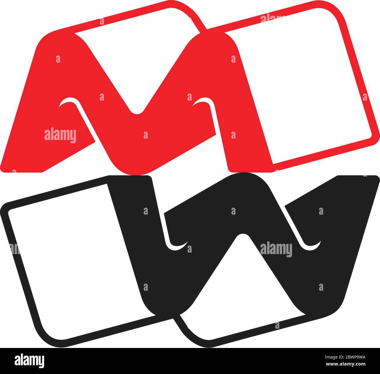 letter mw linked 3d motion logo vector Stock Vector