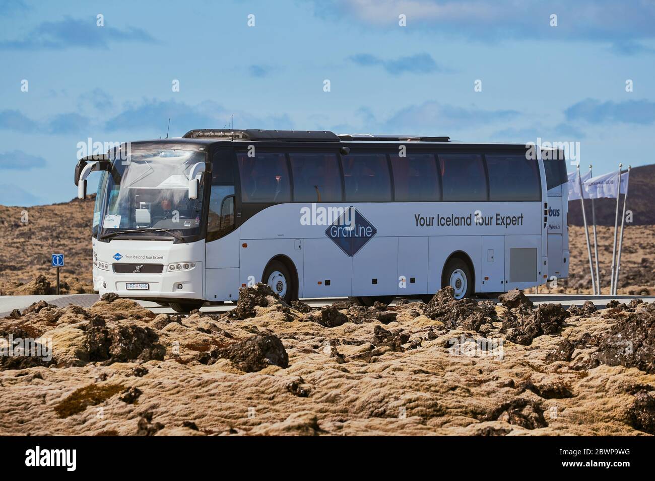 Tour buses for tourists in Iceland Stock Photo Alamy