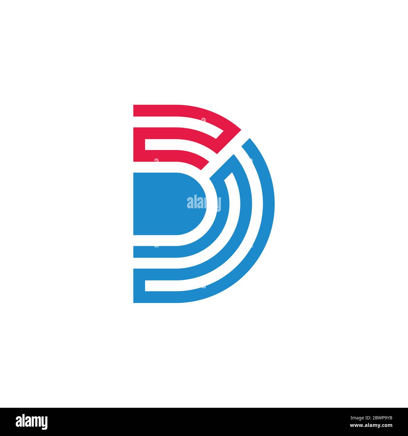 abstract letter d2 stripes lines geometric design vector Stock Vector