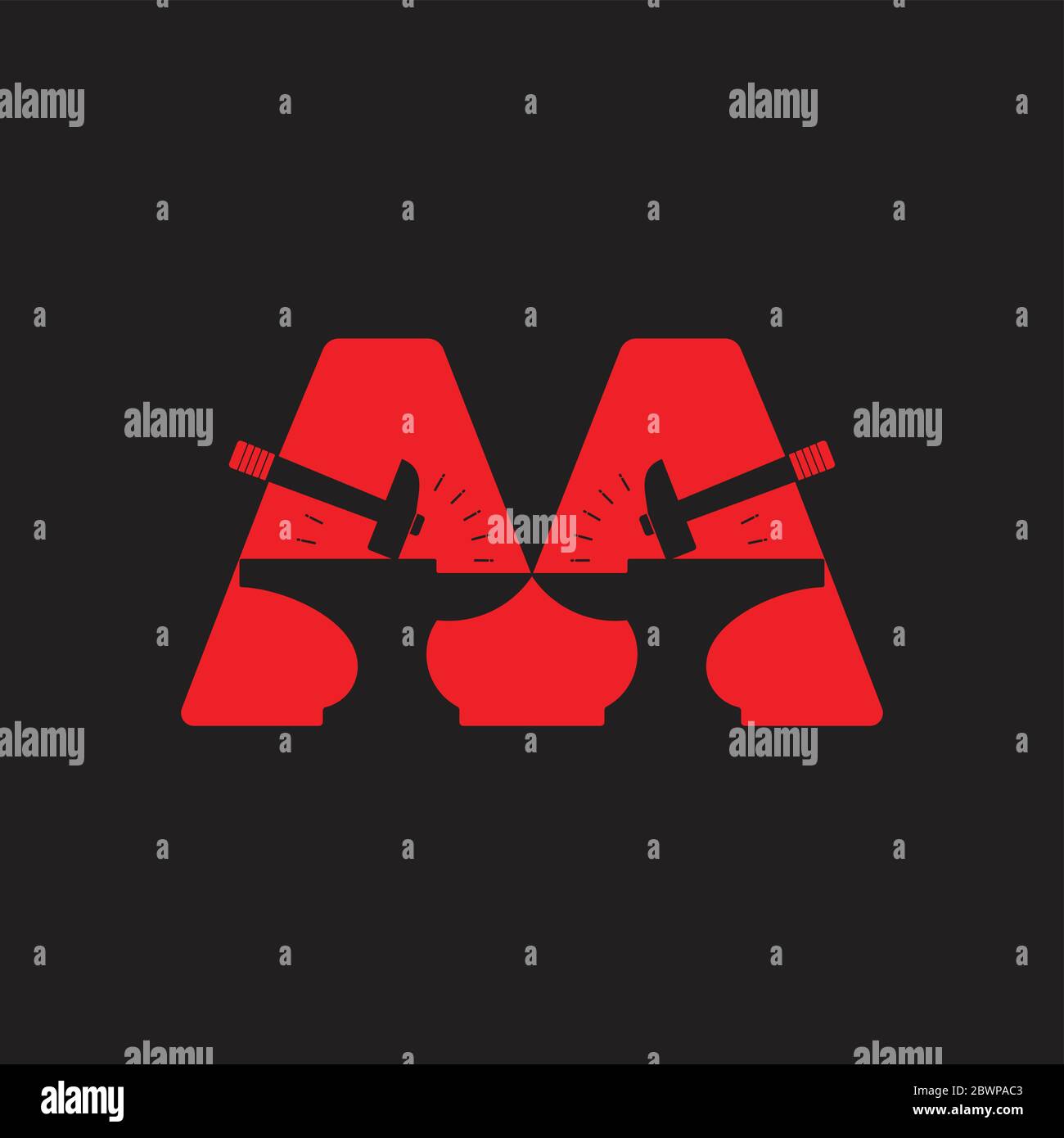 letter m blacksmith design logo vector Stock Vector
