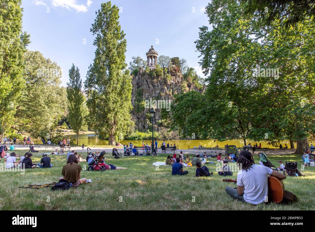 Paris, France - June 2, 2020: Parisians allowed to return to public parks after the end of lockdown due to covid-19 Stock Photo