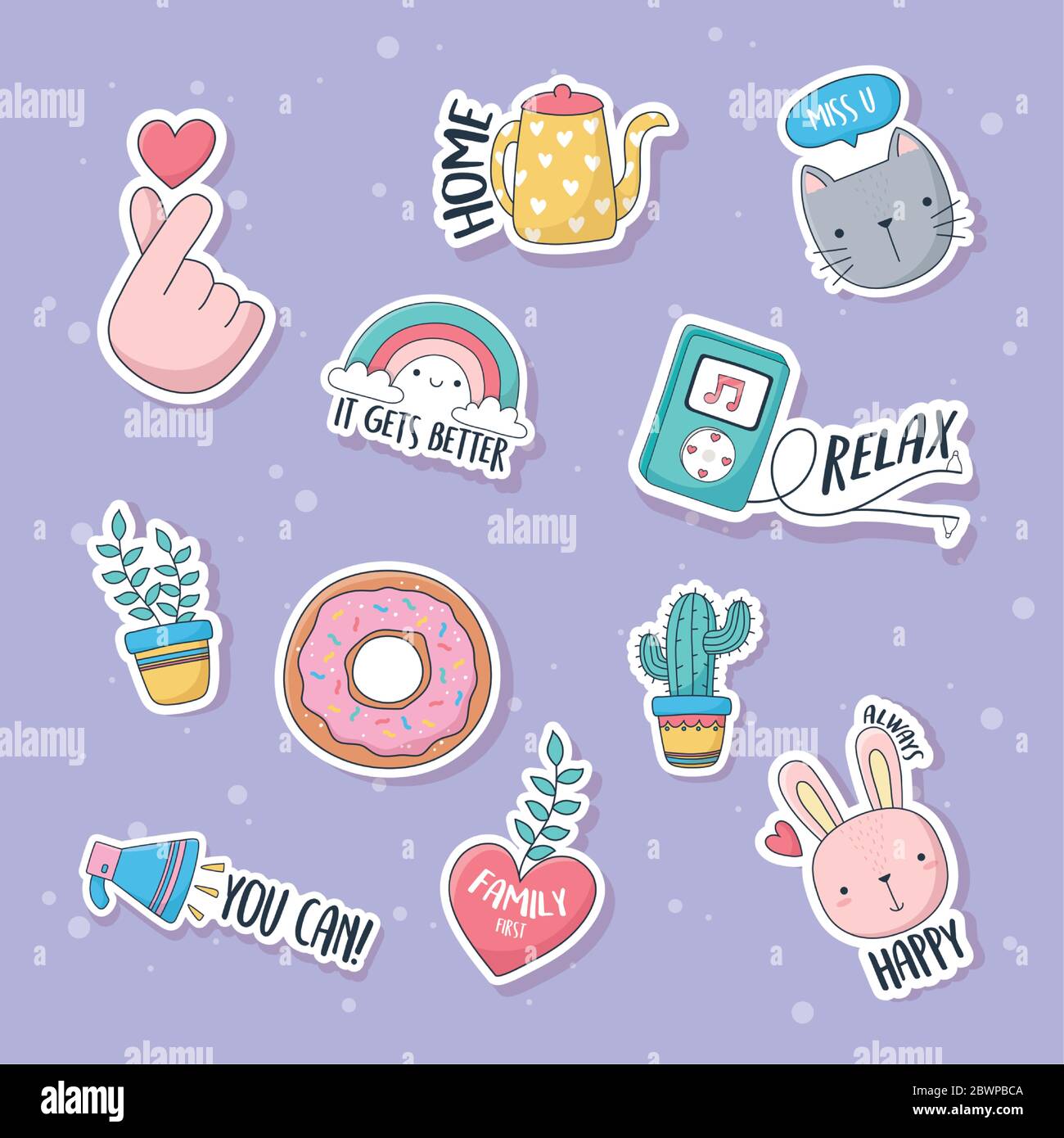 https://c8.alamy.com/comp/2BWPBCA/cute-love-rainbow-plant-rabbit-cat-decoration-stuff-for-cards-stickers-or-patches-cartoon-vector-illustration-2BWPBCA.jpg