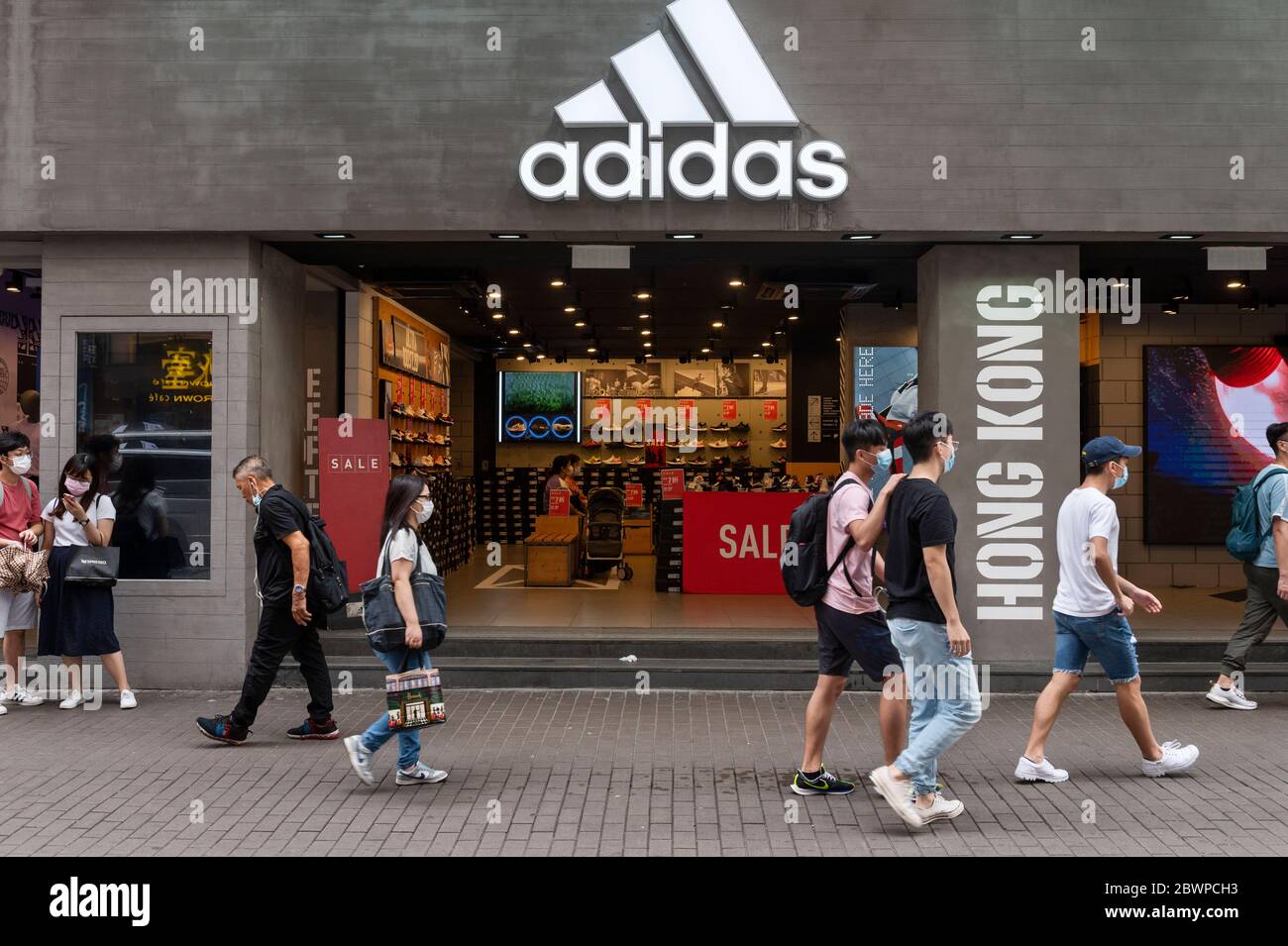 German multinational sportswear clothing brand Adidas store seen in Hong Kong Stock Photo Alamy