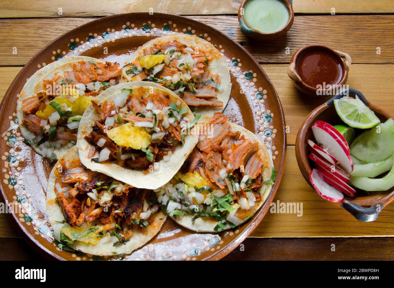 Authentic mexican tacos al pastor Stock Photo