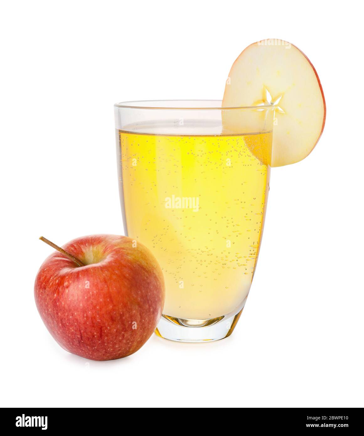 Glass of apple cider on white background Stock Photo - Alamy