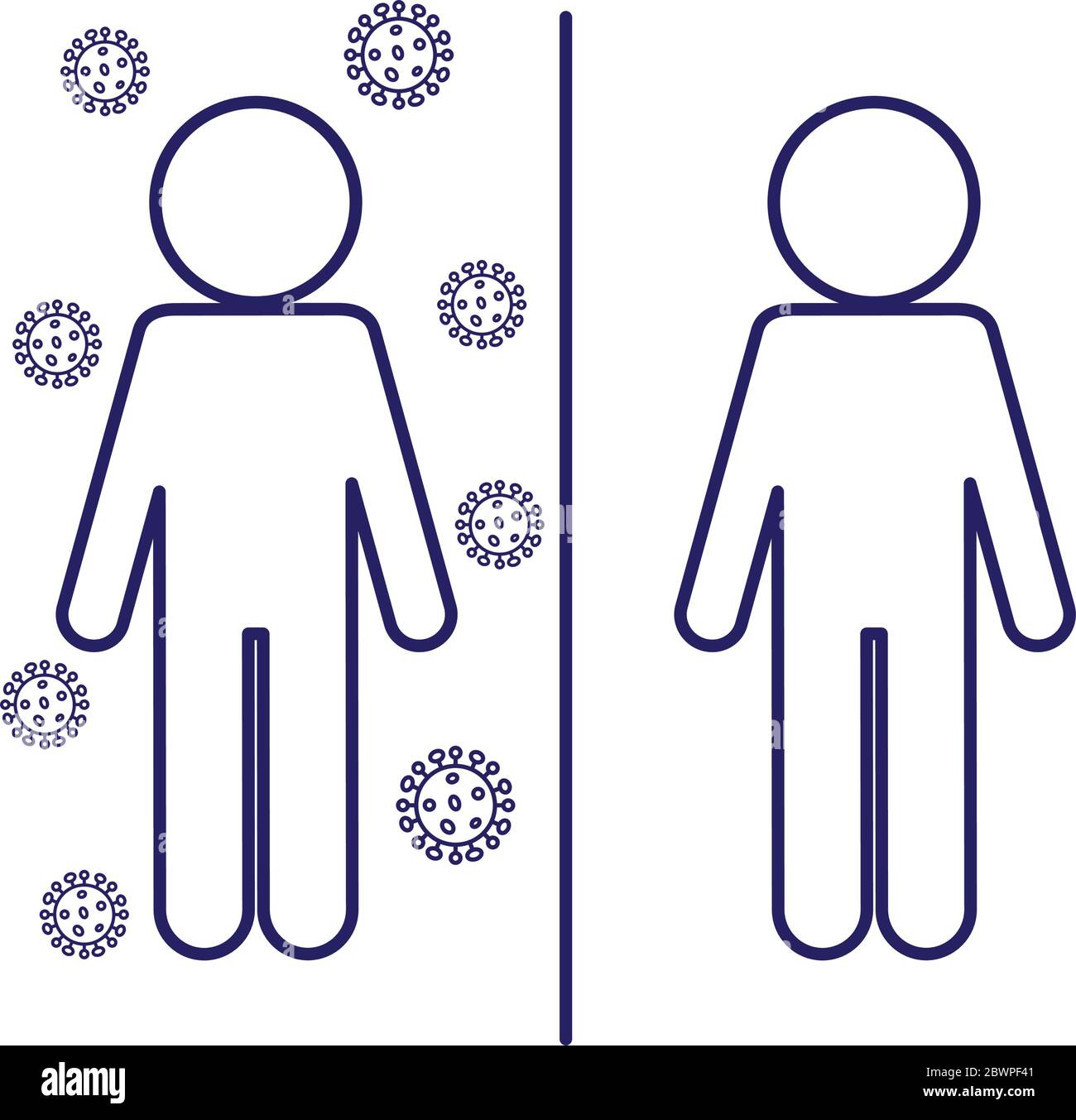 Social distancing between avatars line style icon vector design Stock ...