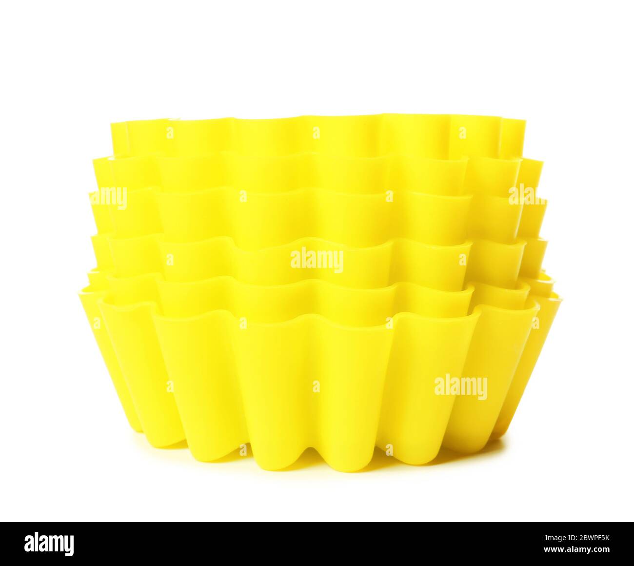 Muffin baking cups on white background Stock Photo