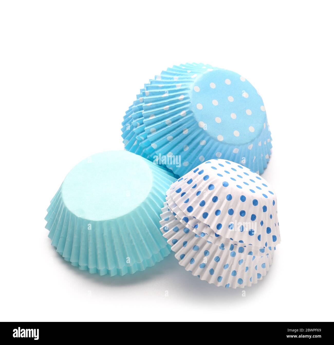 Muffin baking cups on white background Stock Photo
