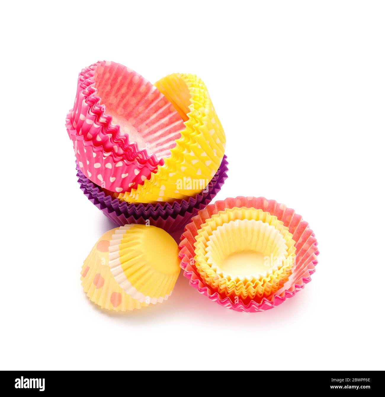 Muffin baking cups on white background Stock Photo