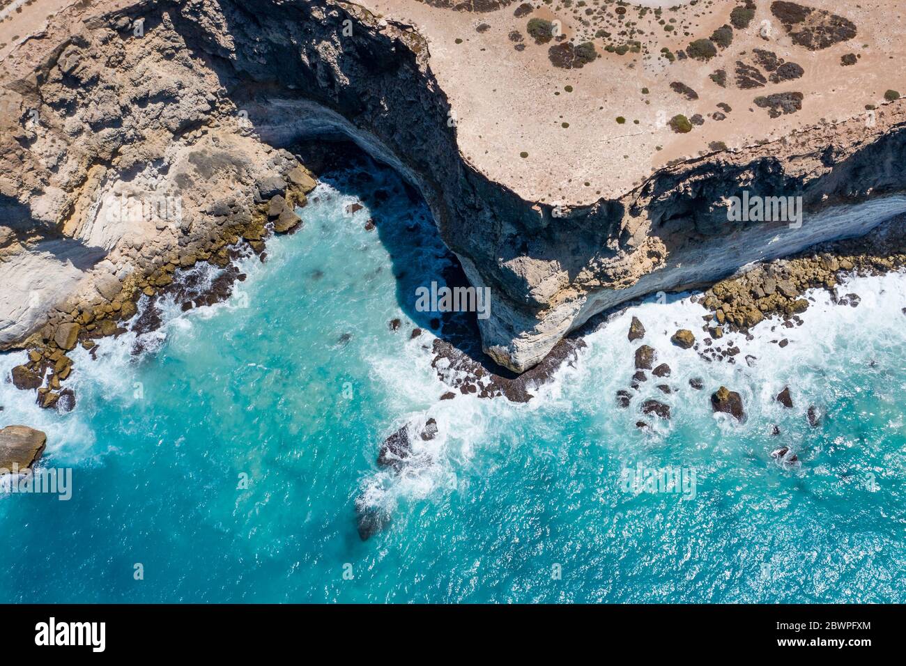 Overhead view of the cliffs at the Great Australian Bight in South Australia Stock Photo