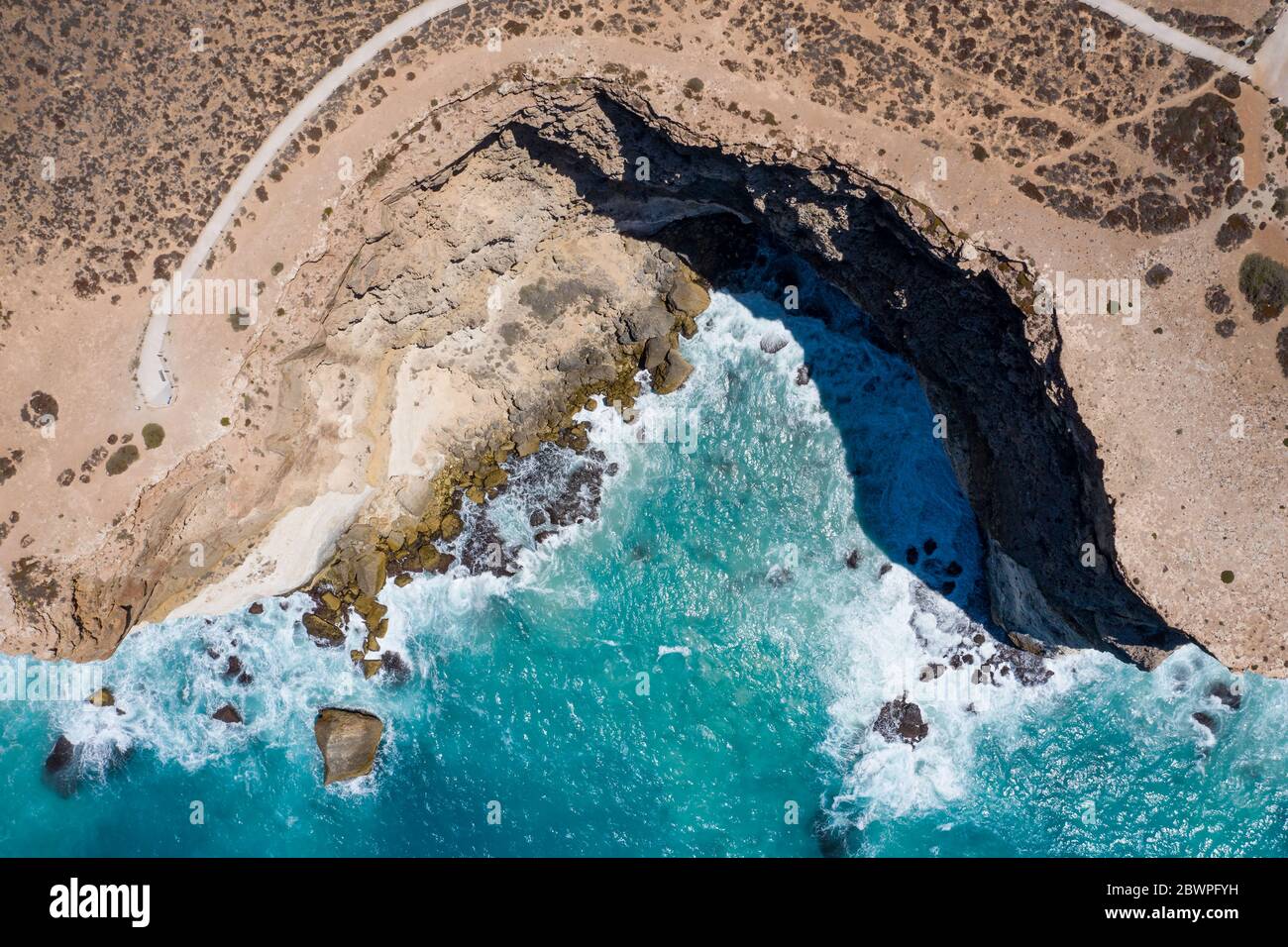Overhead view of the cliffs at the Great Australian Bight in South Australia Stock Photo
