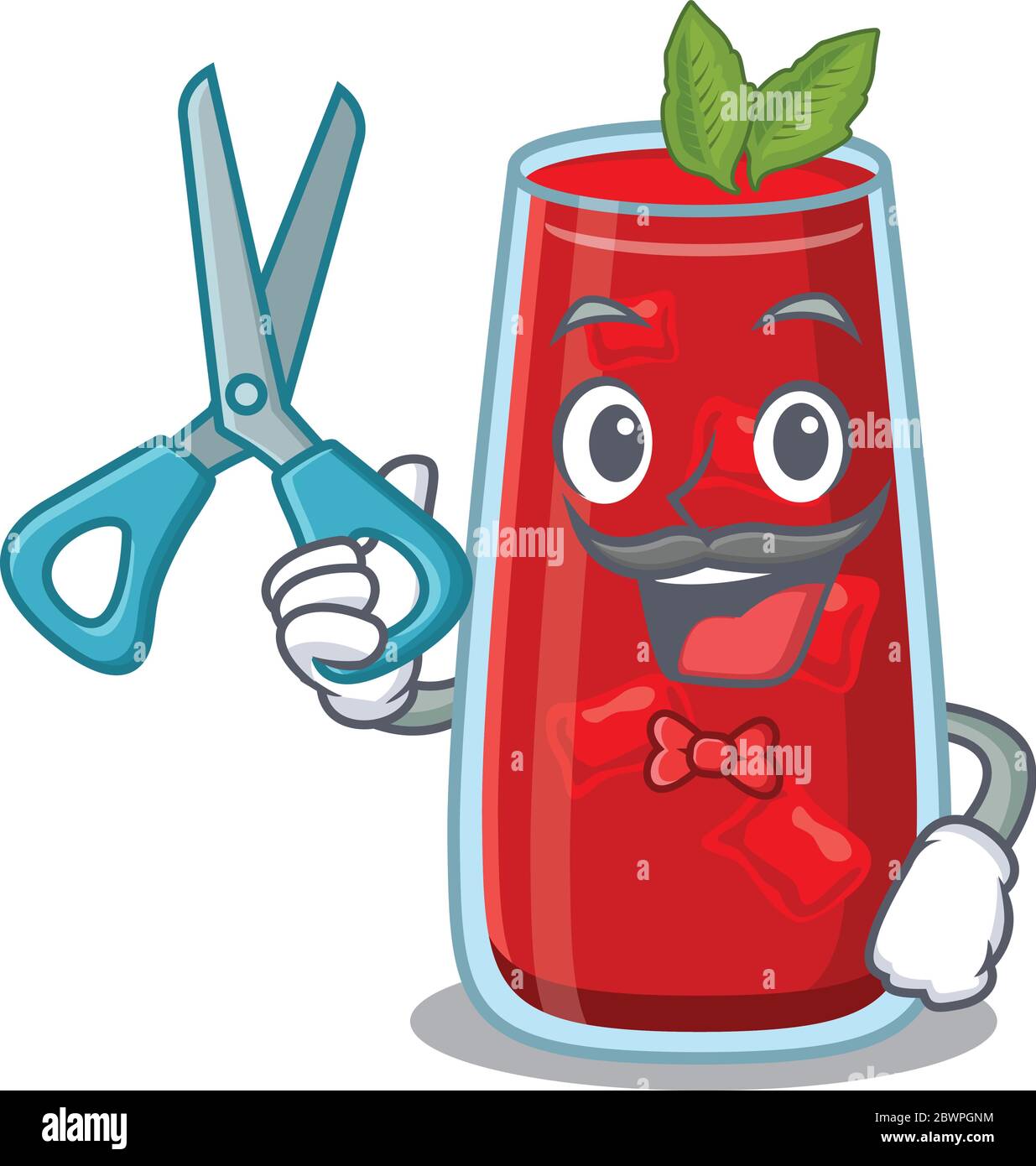 Bloody mary cocktail cartoon character design as talented barber Stock