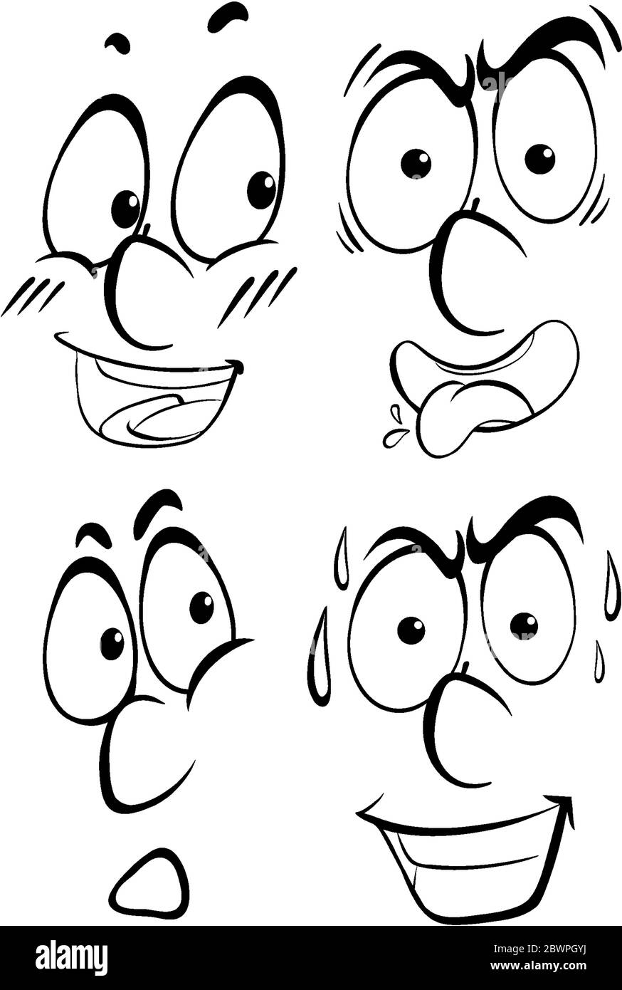 Human faces with different facial expressions illustration Stock Vector ...