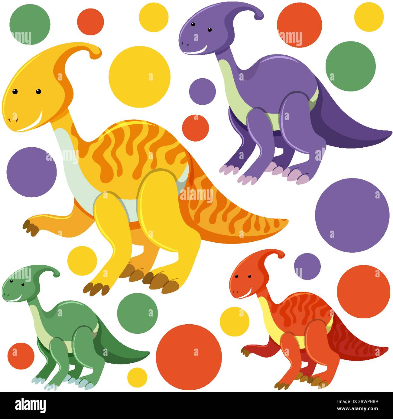 Set of cute dinosaurs isolated on white background illustration Stock ...