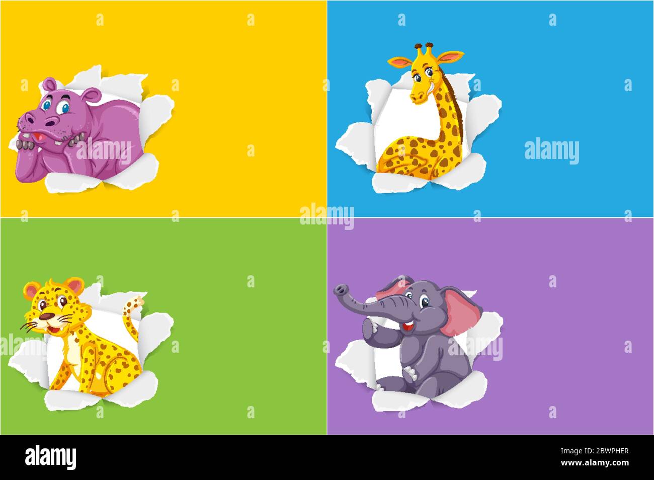 Background template design with wild animals illustration Stock Vector ...