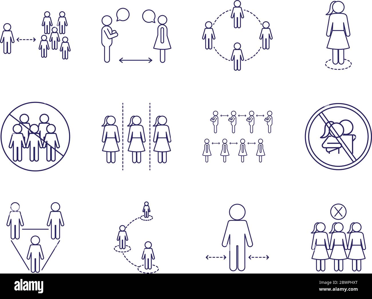 Social distancing line style icon set vector design Stock Vector Image ...