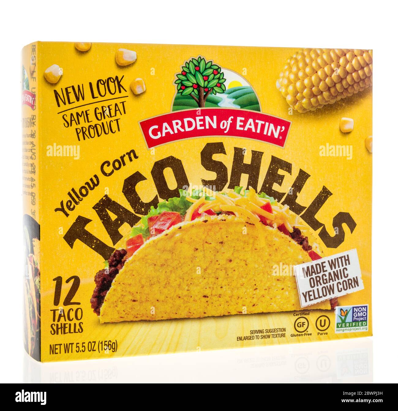 Winneconne, WI - 2 June 2020: A package of Garden of Eatin yellow taco ...